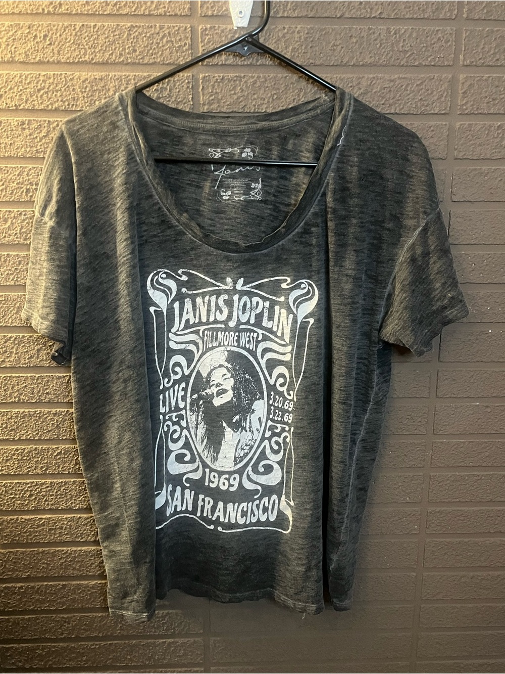 Janis Joplin Graphic Short Sleeve Tee - Charcoal